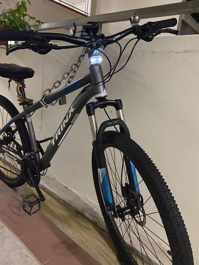 TRINX (Category: Bicycles) located in Singapore. Submitted by jonaschoww (Listing ID 1056576067, Image 1). Description: I used this bike for grabfood used only about 10 times and im lazy to do grabfood liao too tired the bicycle park at my house n rot what u see is what u get freebies are lights should be working and oso a bicycle lock and free phone holder. Im not in a rush to sell so no lowballer pls i wont entertain.