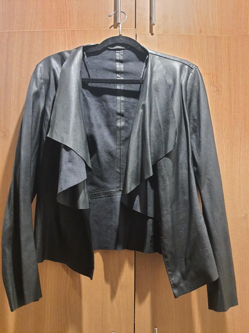 Waterfall leather top jacket zara