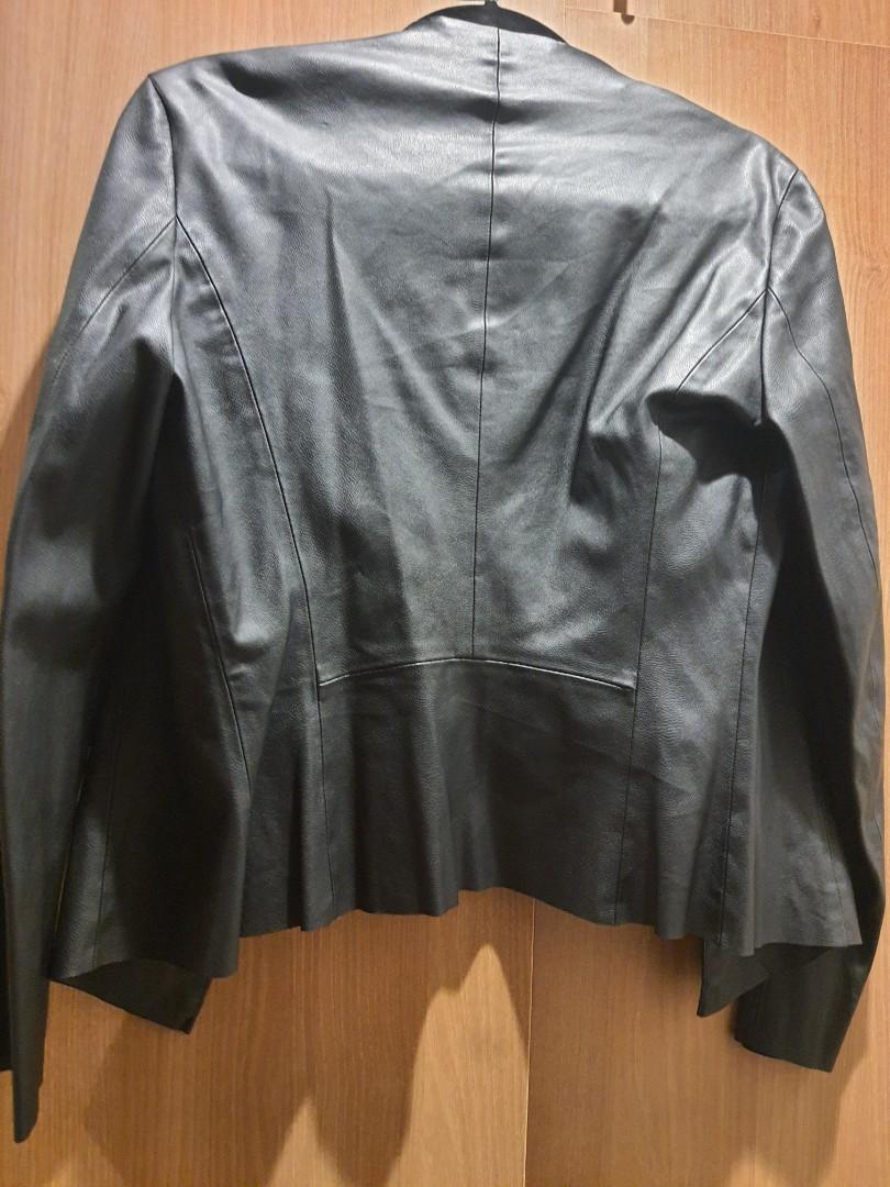 Waterfall leather jacket zara discount