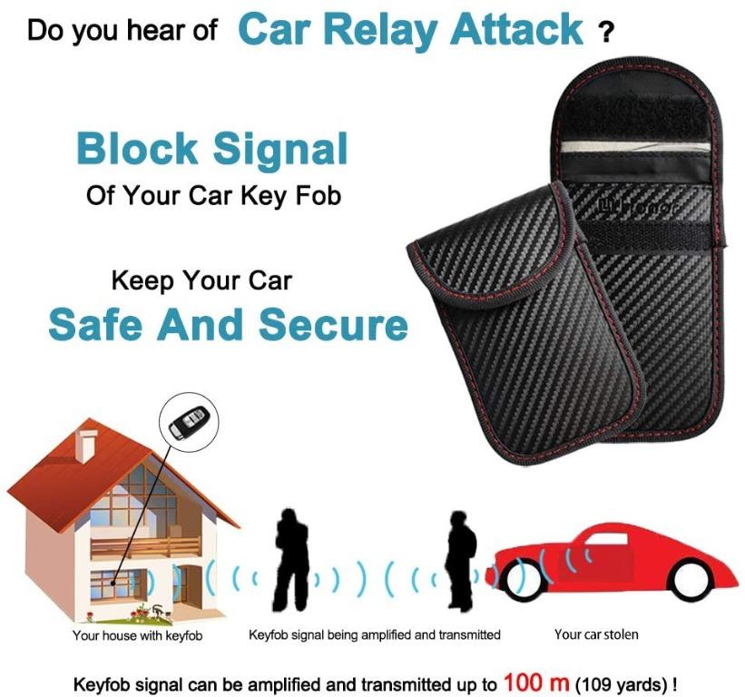 2 Pack Car Key Signal Blocker Pouch, Faraday Pouch for Car Keys, Keyless Signal Blocking Key