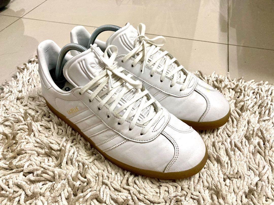 Adidas gazelle white deals gum leather