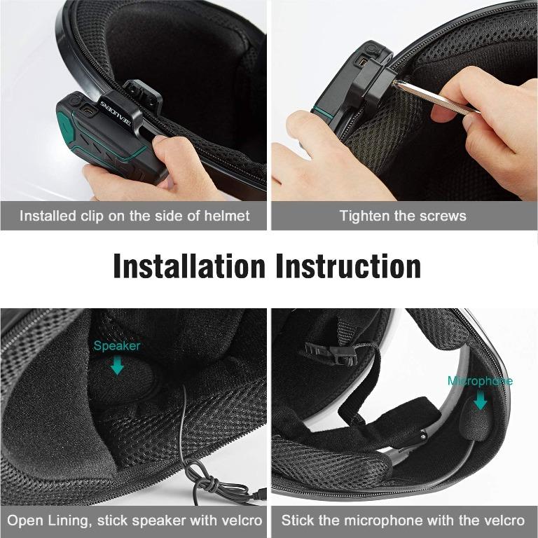 BEAUDENS Motorcycle Bluetooth Headset, 1200m Range 3 Riders WT003