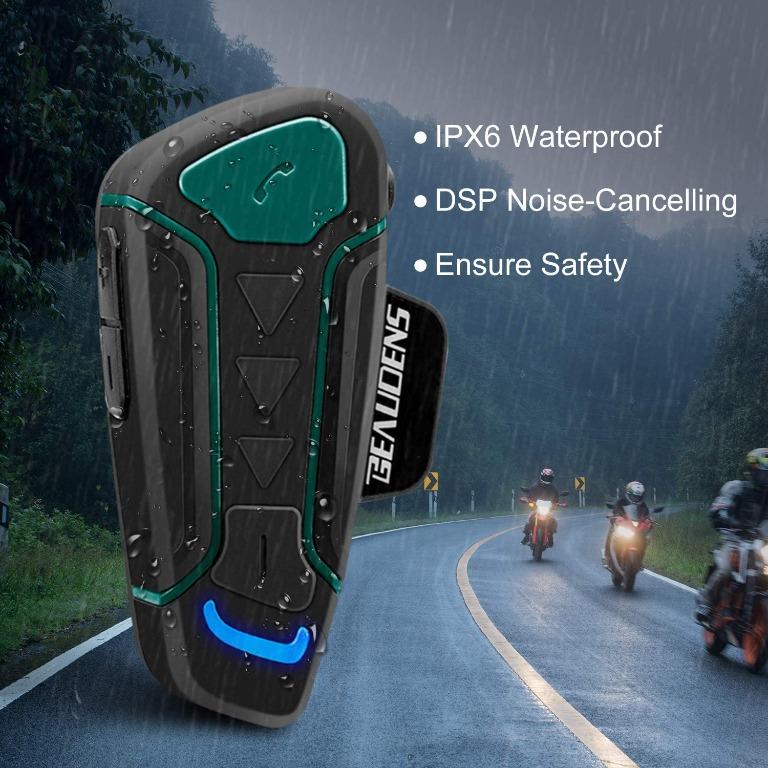 BEAUDENS Motorcycle Bluetooth Headset, 1200m Range 3 Riders WT003