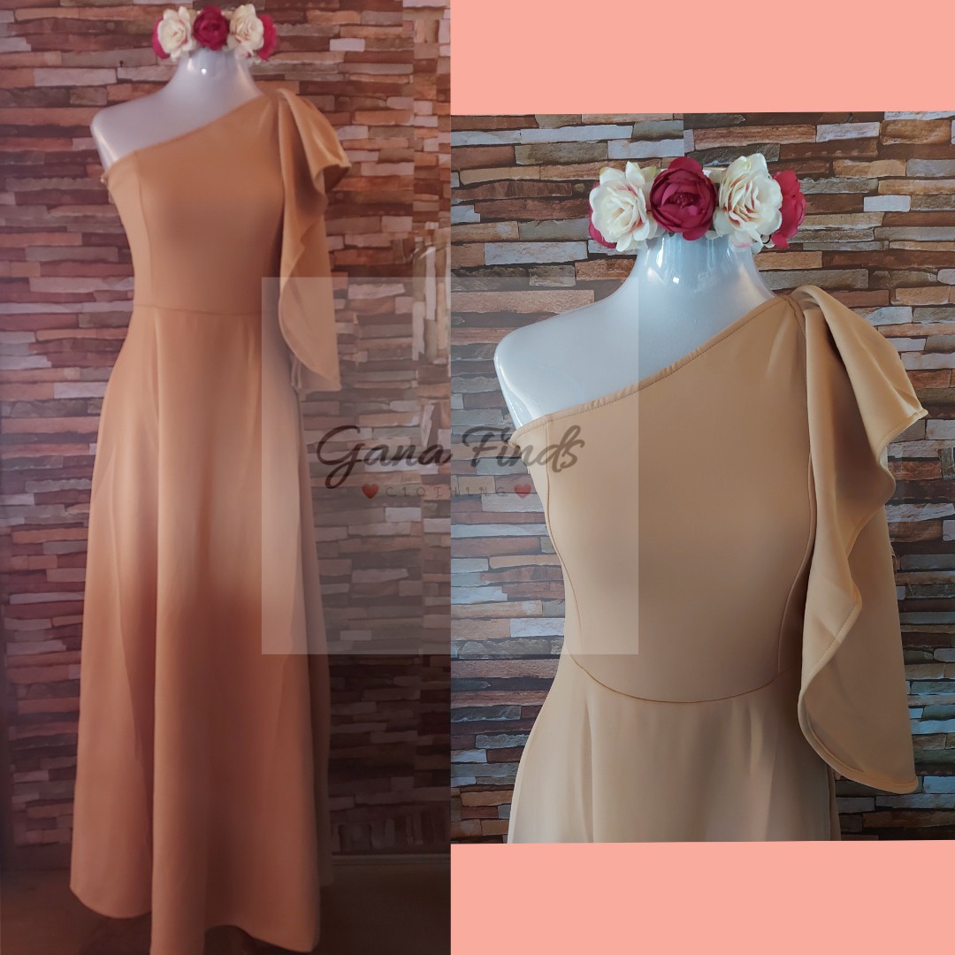 beige long gown