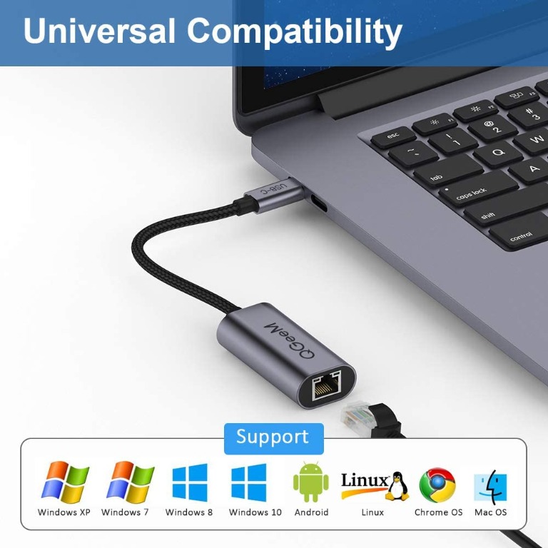 [BRAND NEW] QGeeM (UCR01V1) USB C to Adapter, RJ45 to USB C