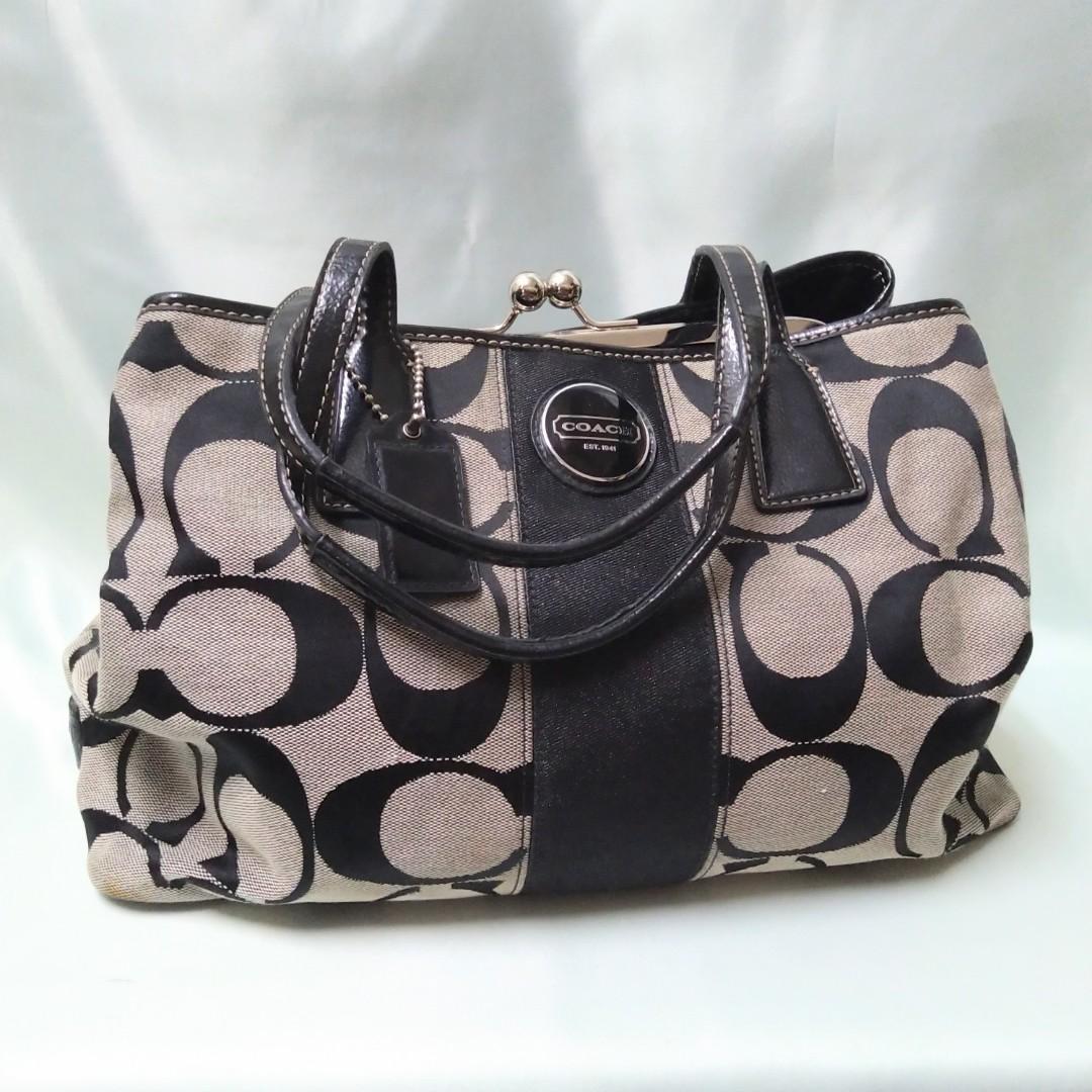 Coach Tote Pillow Silver/Black in Leather with Silver-tone - US