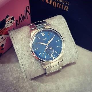 Fossil Men s The Minimalist FS5618 44mm Blue Dial Stainless Steel Watch