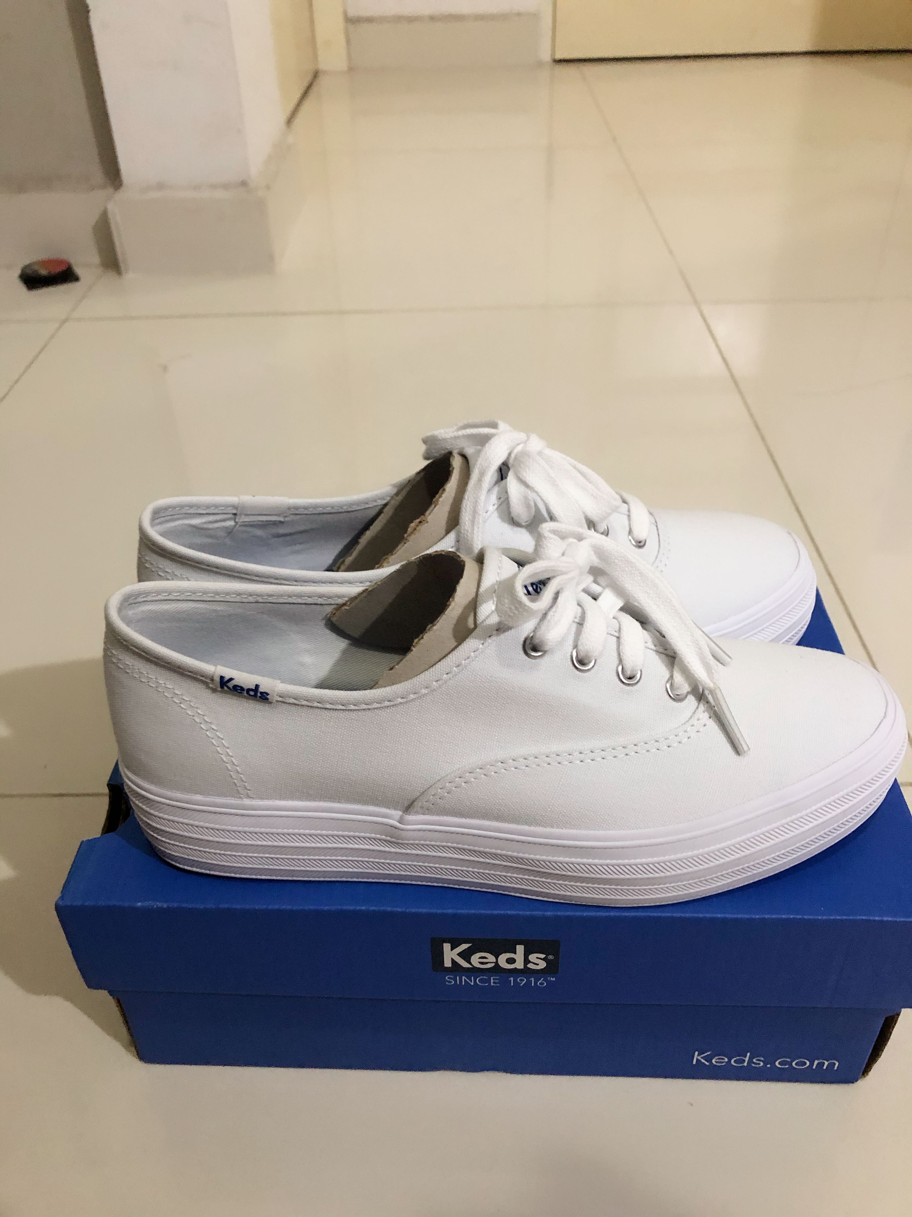 White new arrivals platform keds