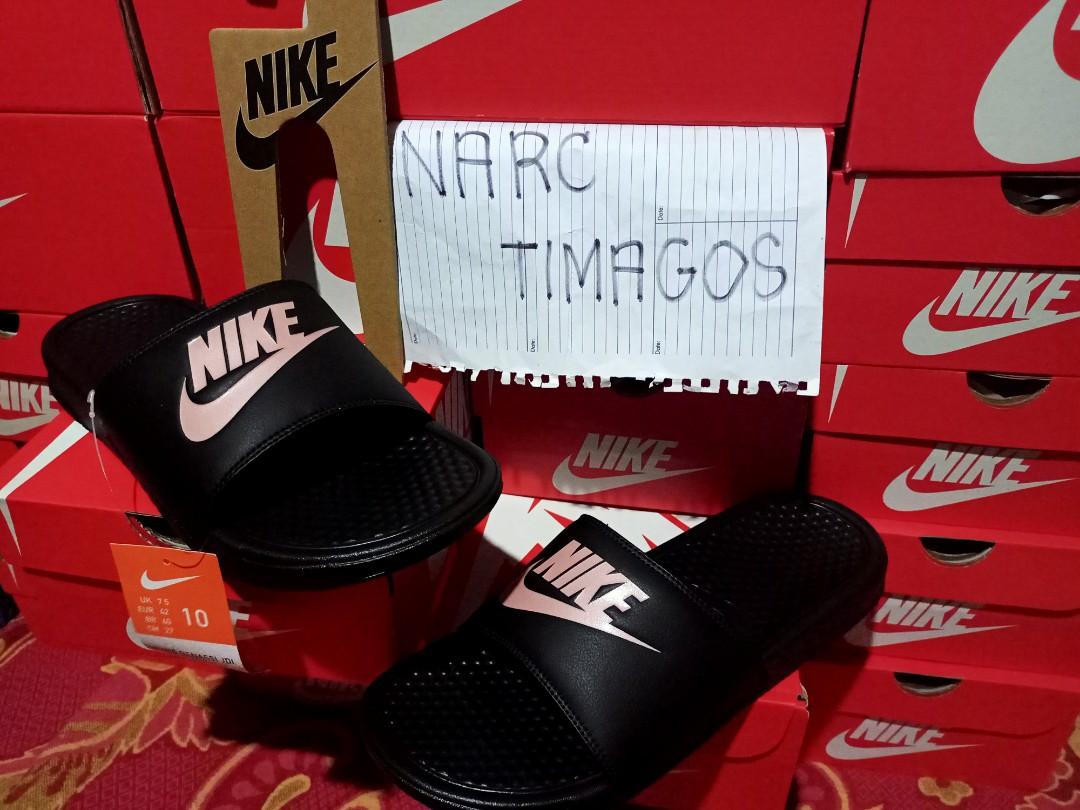 nike benassi slides rose gold