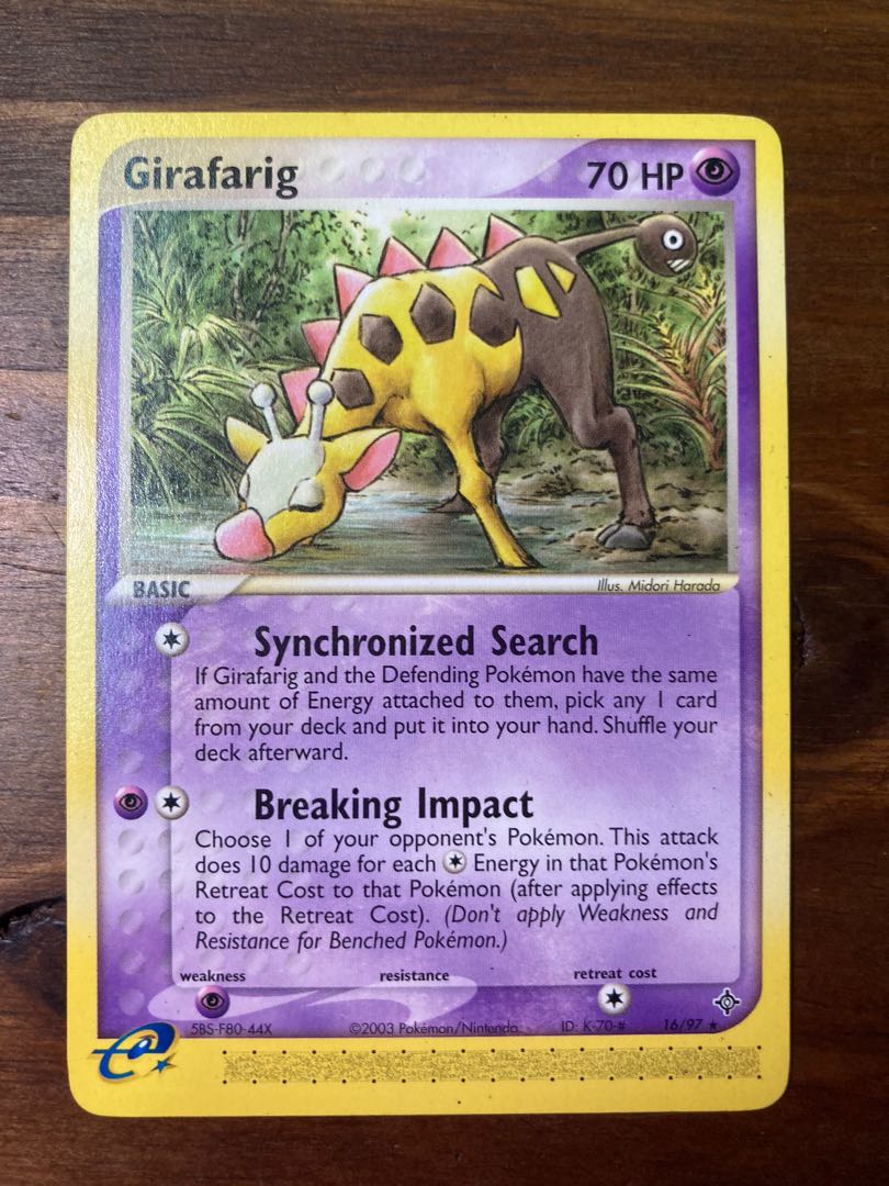 Pokemon Tcg Card Girafarig 16 97 玩具 遊戲類 Board Games Cards Carousell