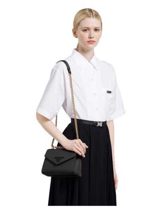 Prada Saffiano Cuir Small Monochrome Handle Bag - Black Handle Bags,  Handbags - PRA864682