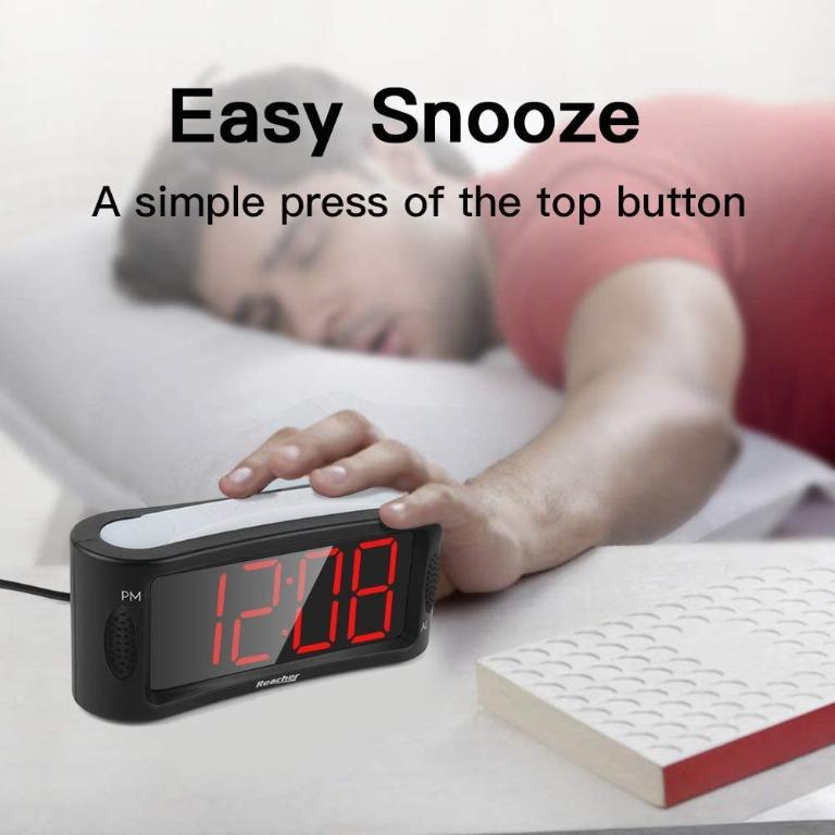 REACHER Large LED Digital Alarm Clock Desk Bedside Clock with Night