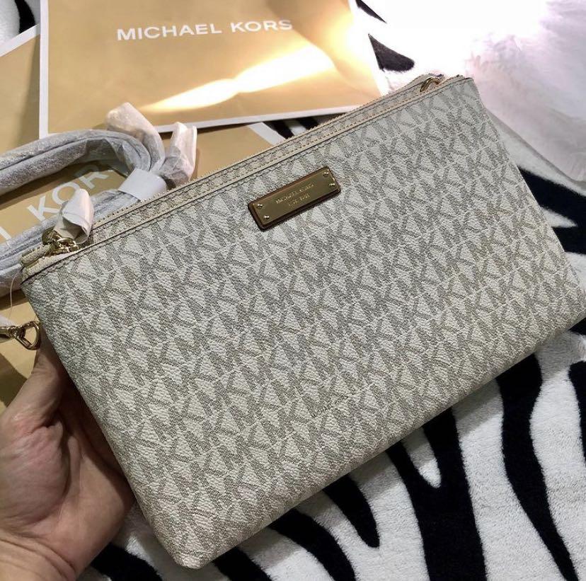 RUSH Brandnew Michael Kors Adele Double Zip Crossbody bag, Luxury, Bags & Wallets on Carousell