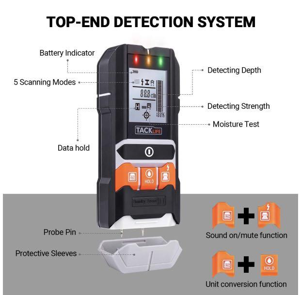 TACKLIFE Stud Finder, 5 in 1 MultiFunctional Center Finding Wall