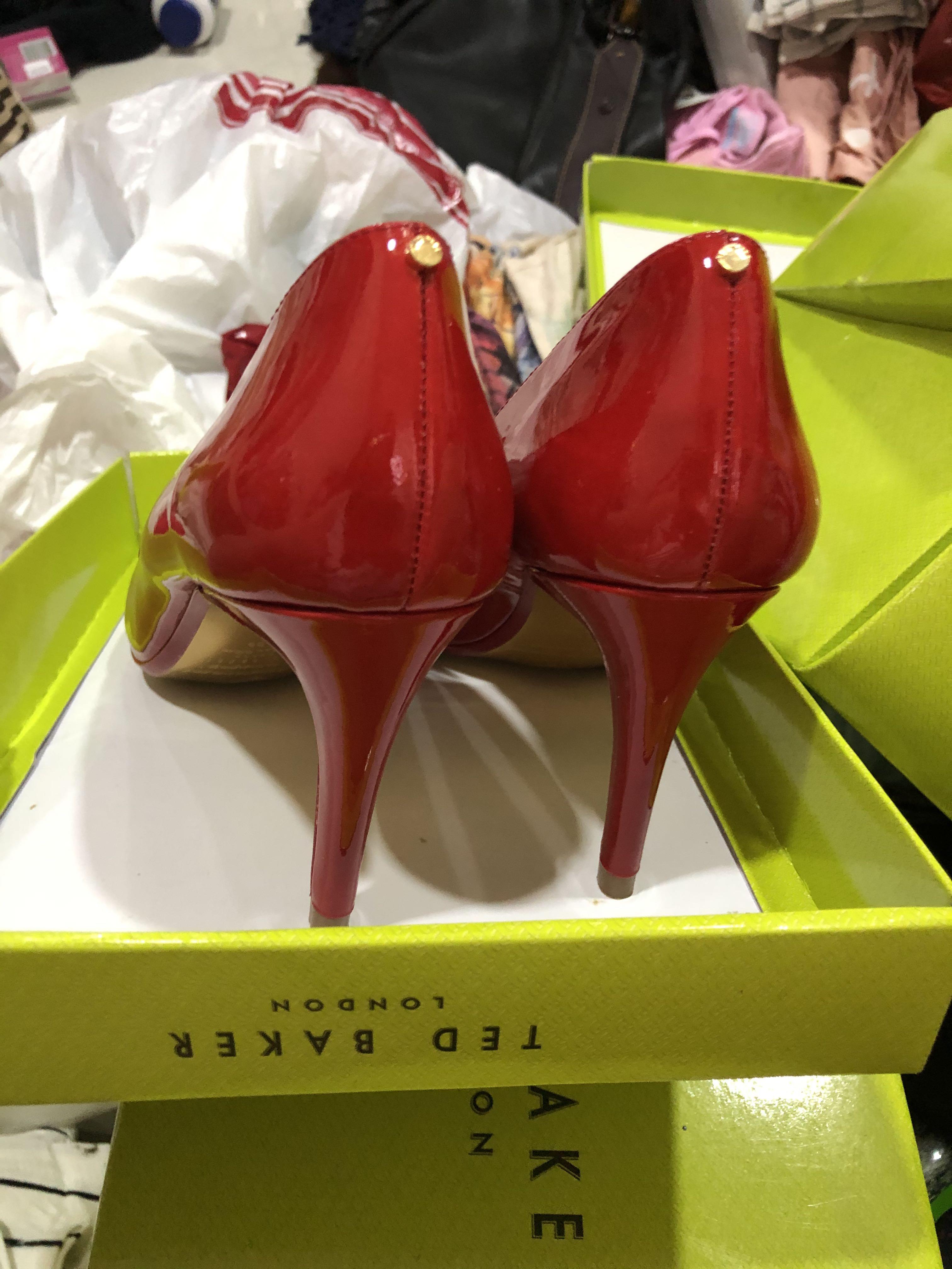 Red mid cheap high heels