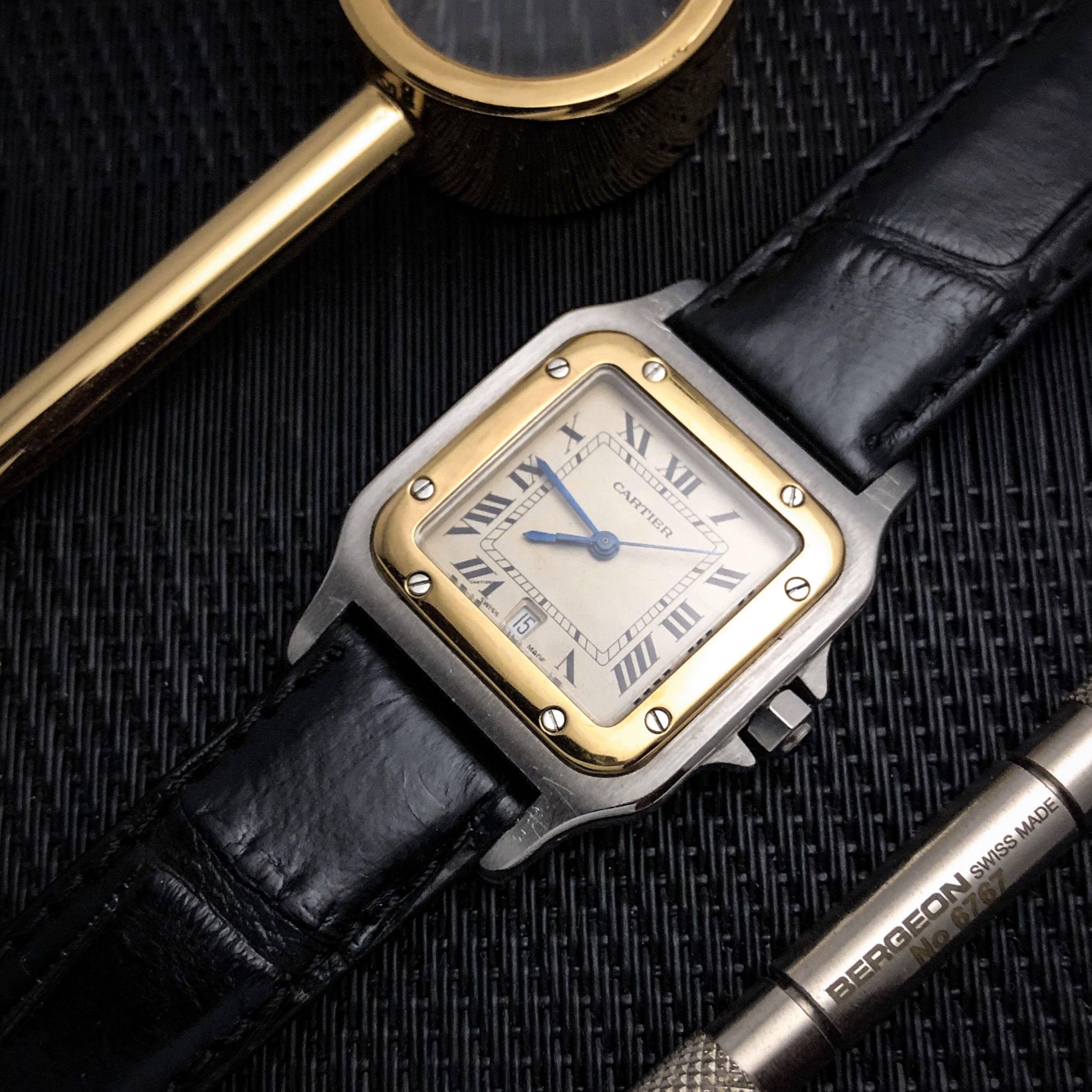 Cartier Santos Galbee Leather Strap Cartier Santos Galbee GM