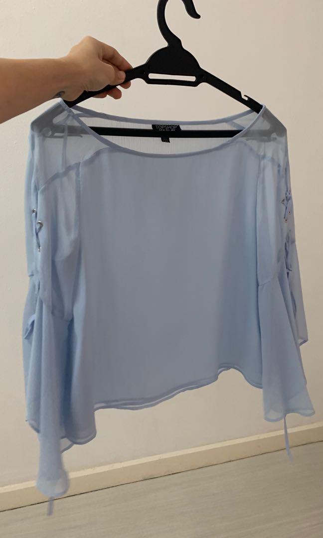 Light blue flowy top sales