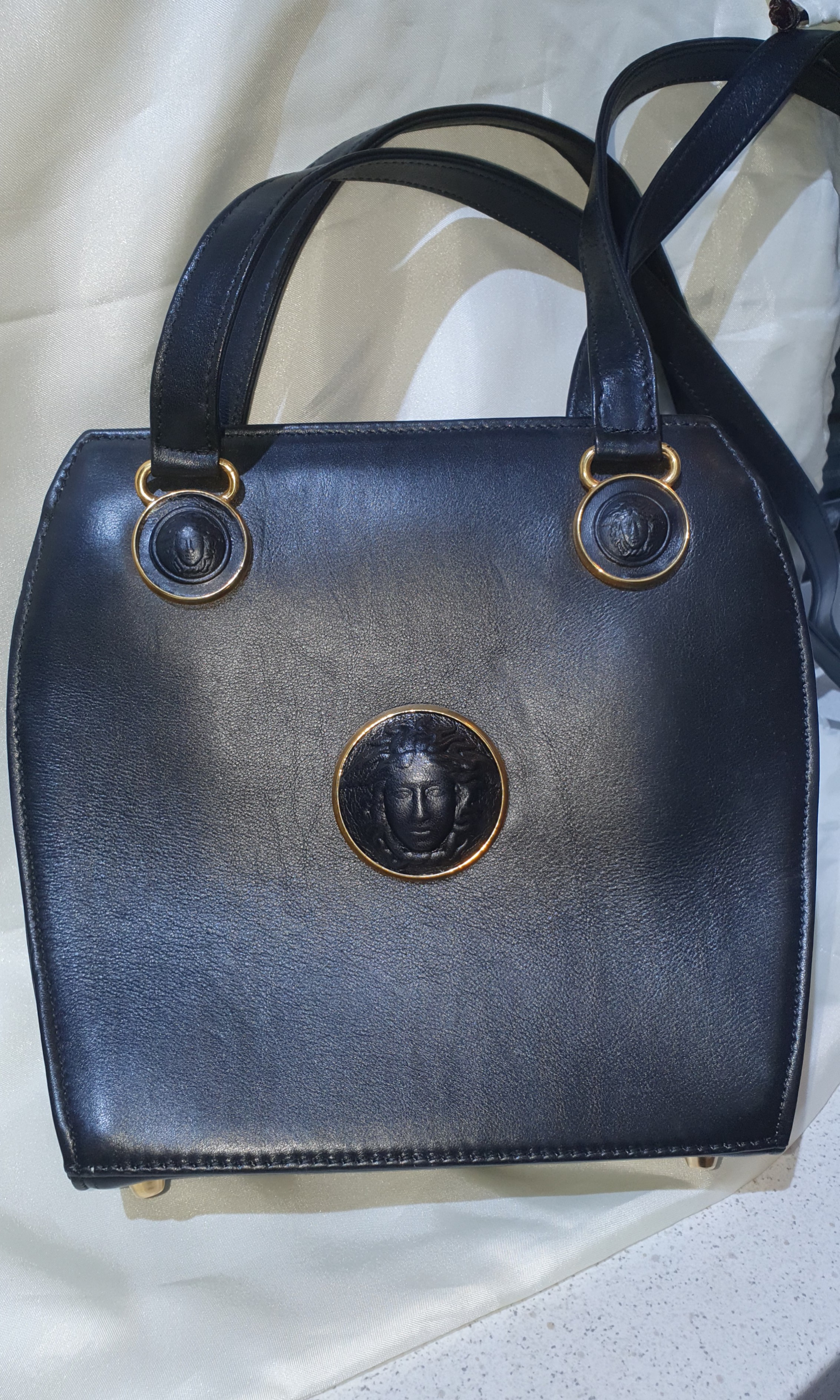 Vintage Gianni Versace Black Leather Shoulder Bag Medusa circa 1990s Luxury Bags Wallets on Carousell