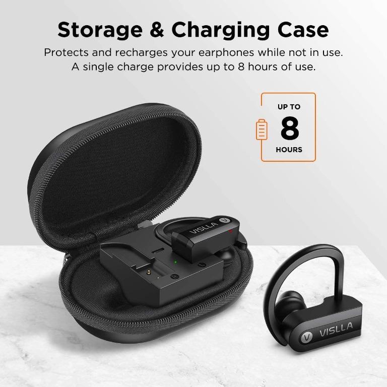 Wireless Earbuds Vislla 5.0 Bluetooth Sport Headphones Stereo Bass Sound TWS Ear Buds Over Ear Sweatproof Headset 8 Hours Playtime Wireless Earphones with Mic Charging Case for Running Working Out Aud...