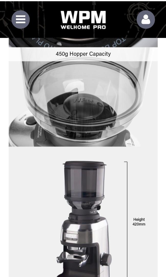 WPM Welhome ZD17N Conical Burr Coffee Grinder, TV & Home Appliances