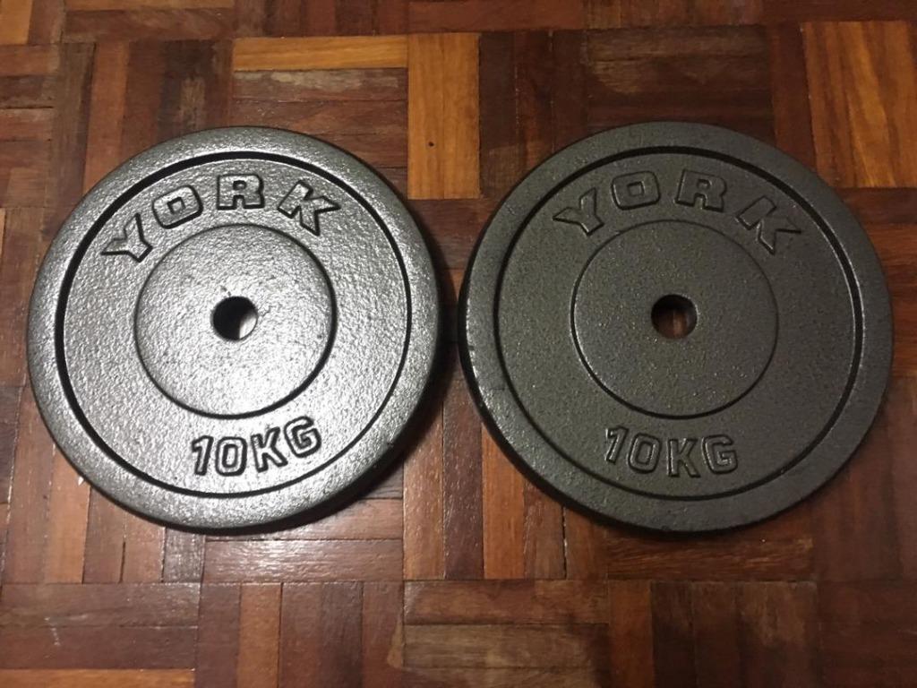 York 10KG Cast Iron Standard Weight Plates 1 pair Sports