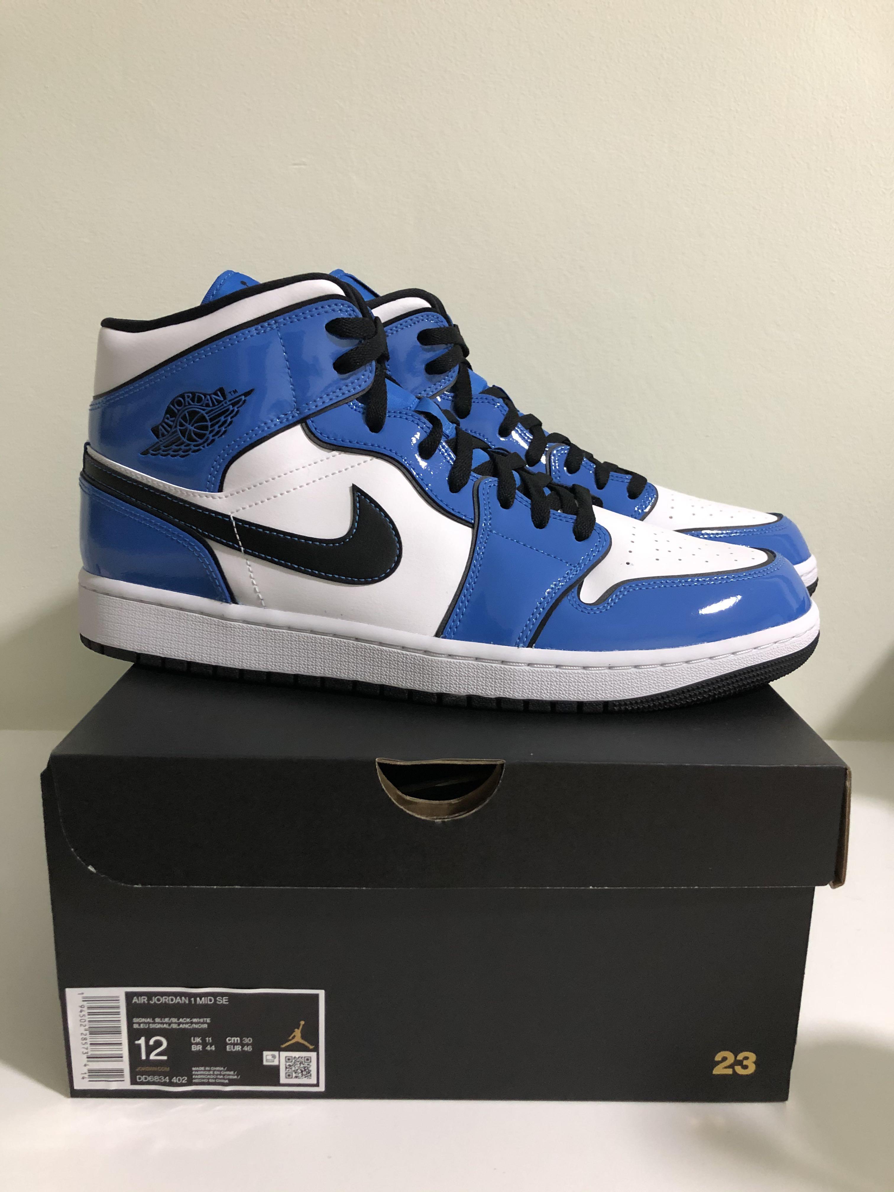 Air Jordan 1 Mid Signal Blue Men S Fashion Footwear Sneakers On Carousell