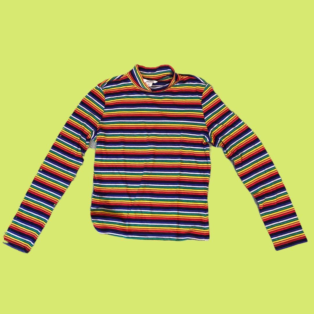 rainbow turtleneck shirt