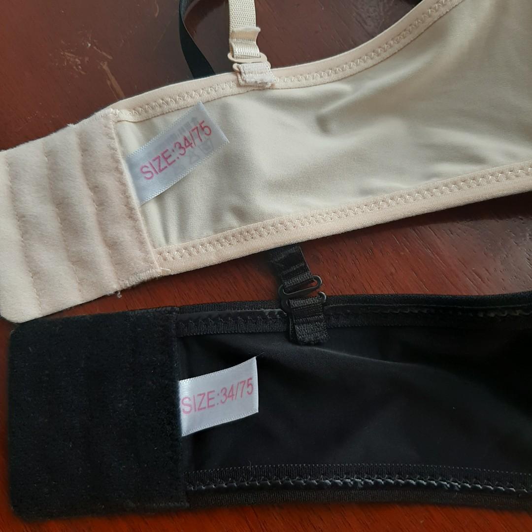 Black and Skin Tone Push Up Strapless Bra (size 34A), Women's Fashion,  Activewear on Carousell