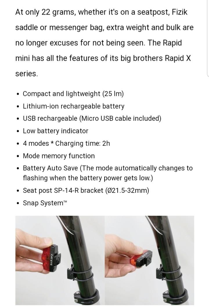 Cateye Ampp500 Ampp 500 Rapid Mini Front Rear Light Set Bicycles Pmds Parts Accessories On Carousell