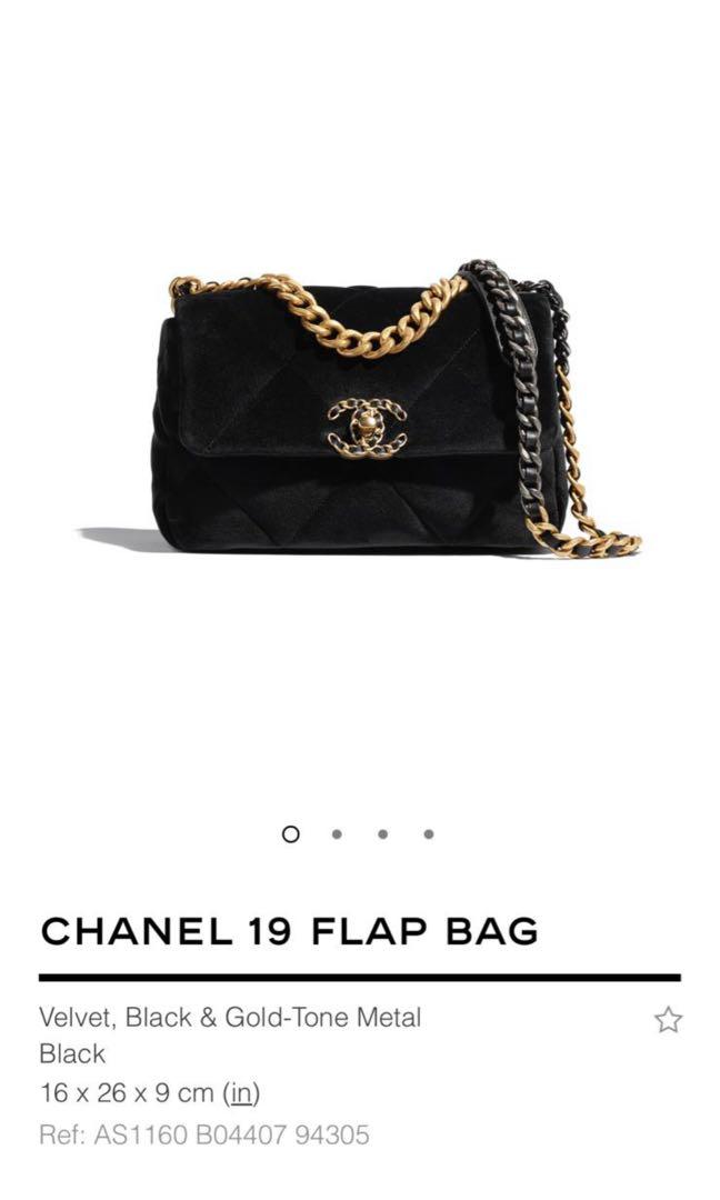 Chanel 19 bag sizes in cm discount