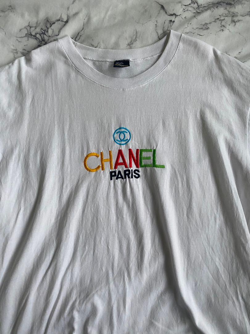 VINTAGE CHANEL LOGO EMBROIDERED T-SHIRT WHITE