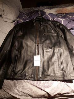 Cole hann black leather jacket