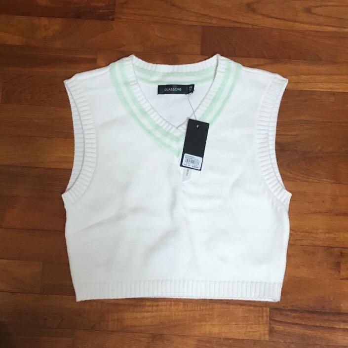 glassons varsity knit vest top, Women's 