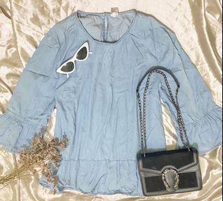 Korean Denim long sleeve blouse