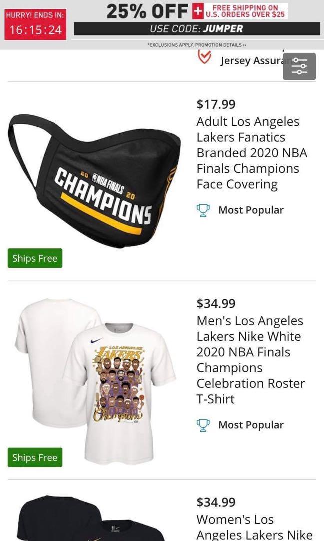 Los Angeles Lakers Nike 2020 NBA Finals Champions Celebration Roster  T-Shirt Black