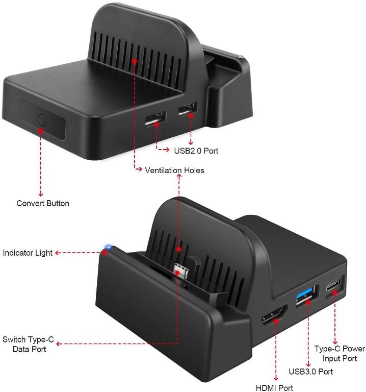 Nintendo Switch Tv Dock Mini Portable Docking Station Hdmi 4k Tv Adapter Switch Charger Dock Set With Extra Usb 3 0 Port Upgraded System Electronics Others On Carousell