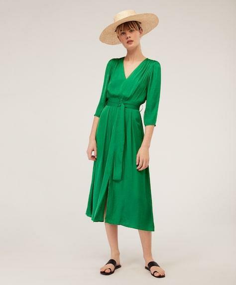 Oysho green satin dress 2025
