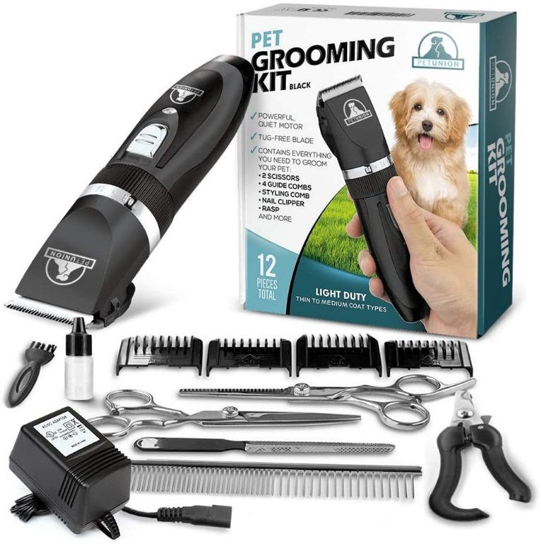 PetTech Professional Dog Grooming Kit Rechargeable Cordless Pet Grooming Clippers Complete Set of Dog Grooming Tools. Low Noise Suitable for