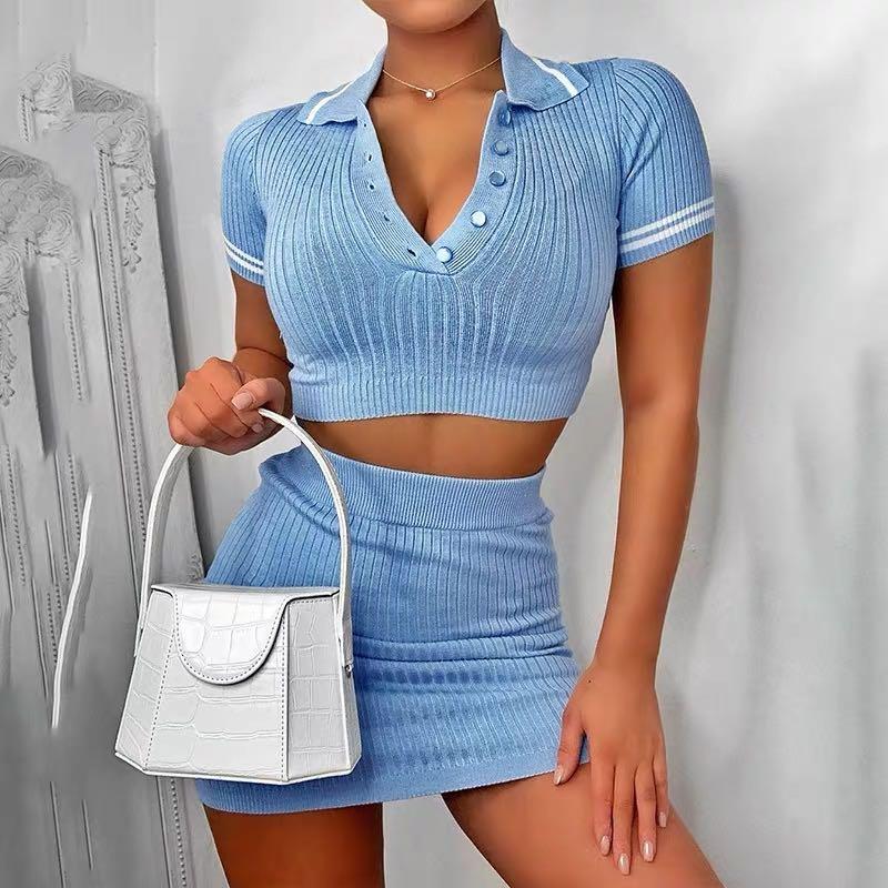 Ribbed top and skirt set clearance