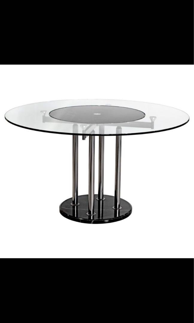 Round Glass Dining Table With Built In Lazy Susan 6 Seaters Furniture Home Living Tables Sets On Carou Round Glass Dining Table With Built In, Large Round Table With Built In Lazy Susan