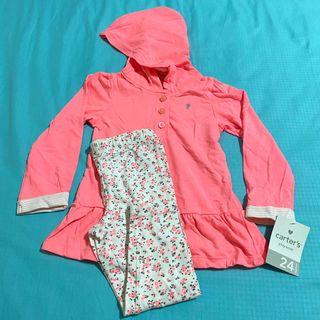 Size 24M Carter’s 2pc Set Hooded Tunic Top & Long Pants Kid Girl Top With Hoodie #children #kidswear