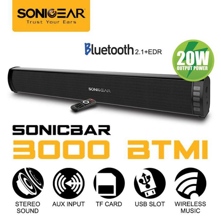 SonicGear Sonic Bar 3000 BTMI Bluetooth TV Sound Bar with Radio USB TF Card