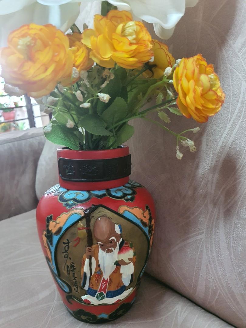 Tall Artificial Flower Arrangement With Porcelain Pot Gardening Flowers Bouquets On Carousell