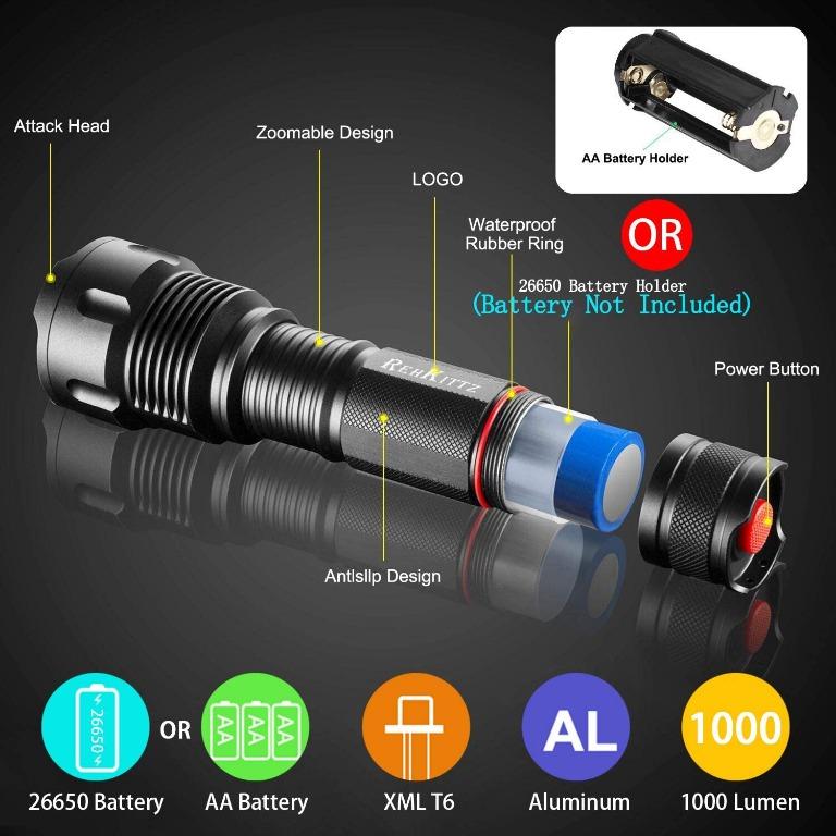 REHKITTZ Torch LED Torch Tactical Military Torches Super Bright Powerful Lumens 