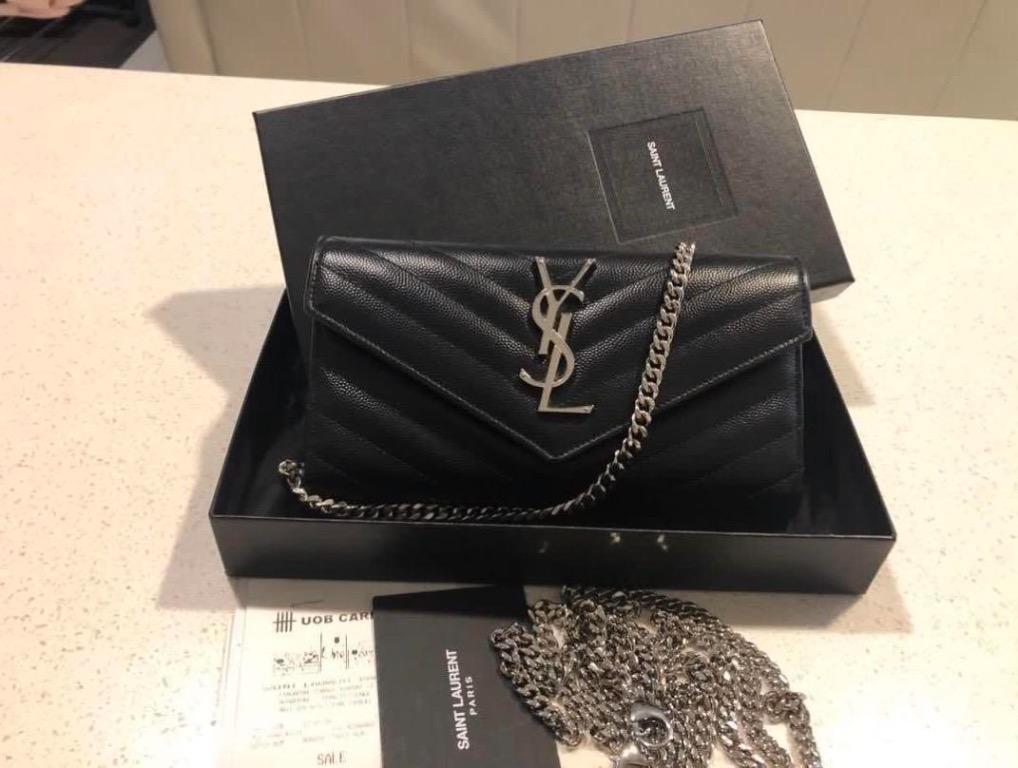 ysl wallet on chain gold