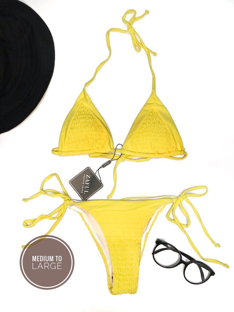 yellow smocked bikini