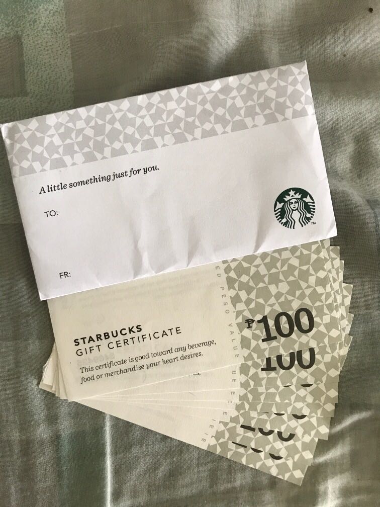 100 off Starbucks gift certificate, Tickets & Vouchers, Store Credits