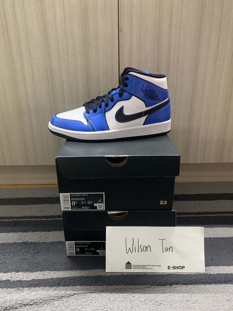 Instock Air Jordan 1 Mid Signal Blue Men S Fashion Footwear Sneakers On Carousell