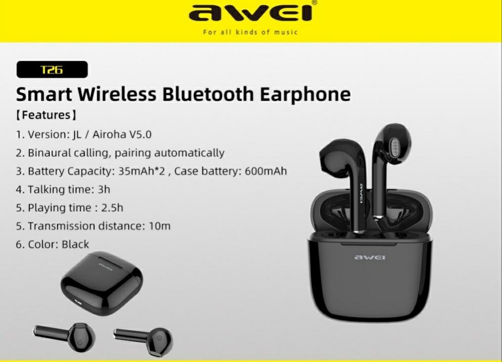 Awei T26 Tws Earbud Audio Earphones on Carousell