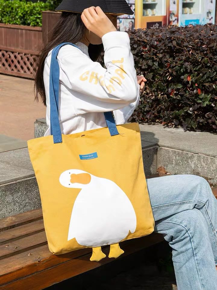 Cute Yellow Duck Pattern Tote Bag by Seraphine